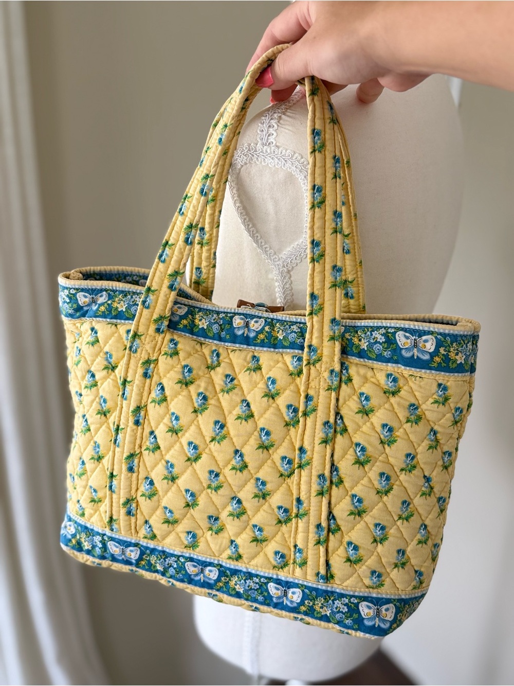 Vintage Vera Bradley Katherine Original Villager Tote Quilted Cotton Retired - Picture 4 of 8